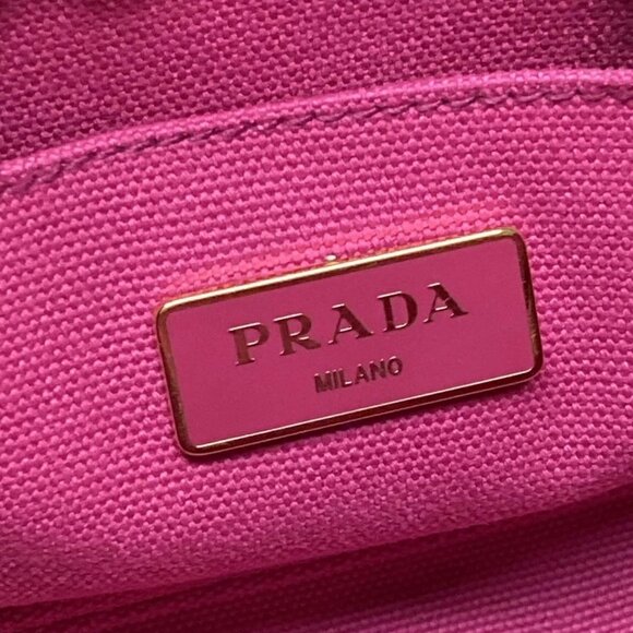 Auth PRADA Canapa Pink Canvas Tote Bag - Picture 6 of 16